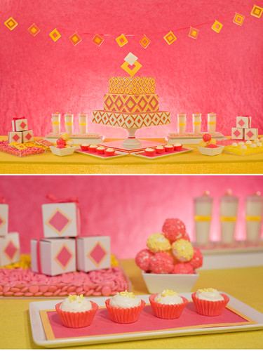 Pink and citrus dessert table by Amy Atlas by ArtisanCakeCompany.