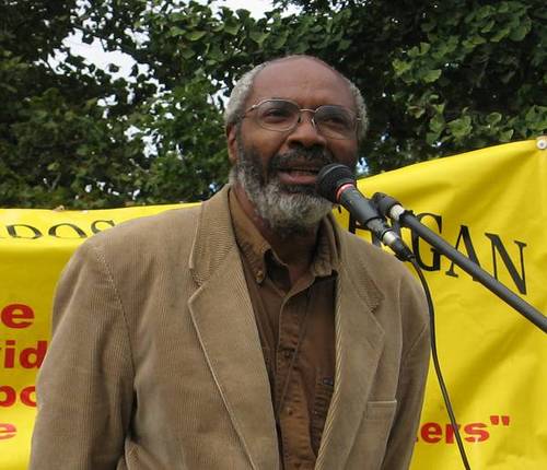 Abayomi Azikiwe, editor of the Pan-African News Wire, speaking in Clark Park on October 12, 2007 at a rally in solidarity with the immigrant rights movement in the United States. (Photo: Alan Pollock) by Pan-African News Wire File Photos