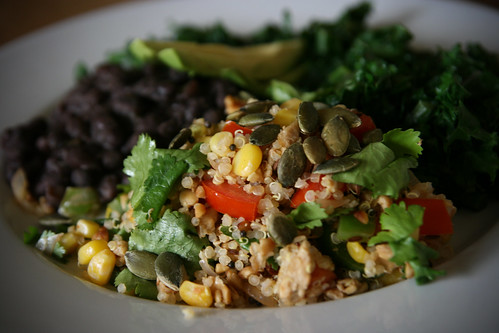 Quinoa with Avocado, Greens and Black Beans