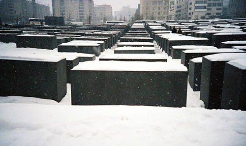 the holocaust memorial, snow-covered