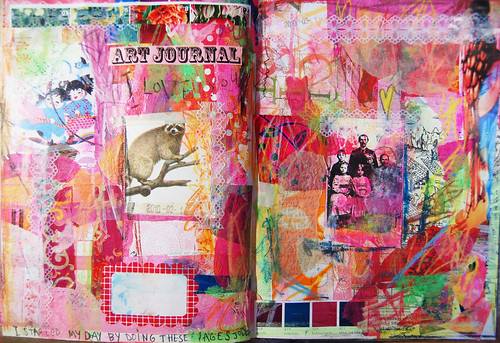 More Tissue Paper Collage in my Art Journal