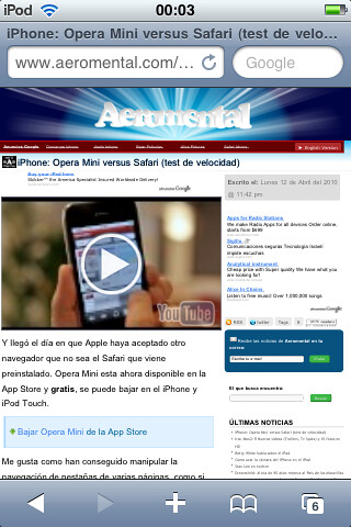 Thumb iPhone: Opera Mini versus Safari (test de renderizado)
