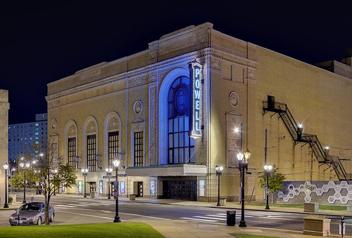 Powell Symphony Hall, in Saint Louis, Missouri, USA - view at night