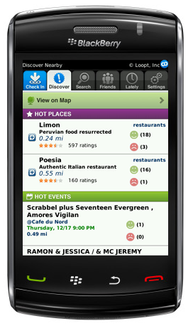 Loopt - Discover List - BlackBerry Storm