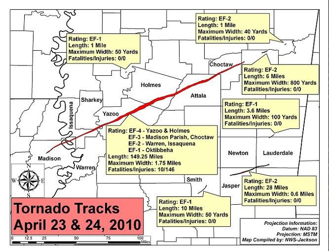 Tornado Tracks Apr 23 & 24, 2010