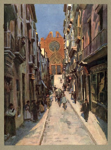 023-Calle y catedral de Tarragona-An artista in Spain 1914- Michael Arthur C.