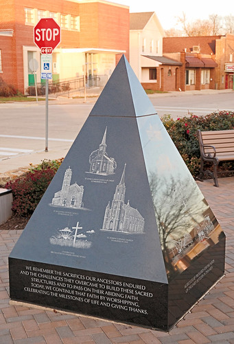 Pyramidal historical monument, in Breese, Illinois, USA