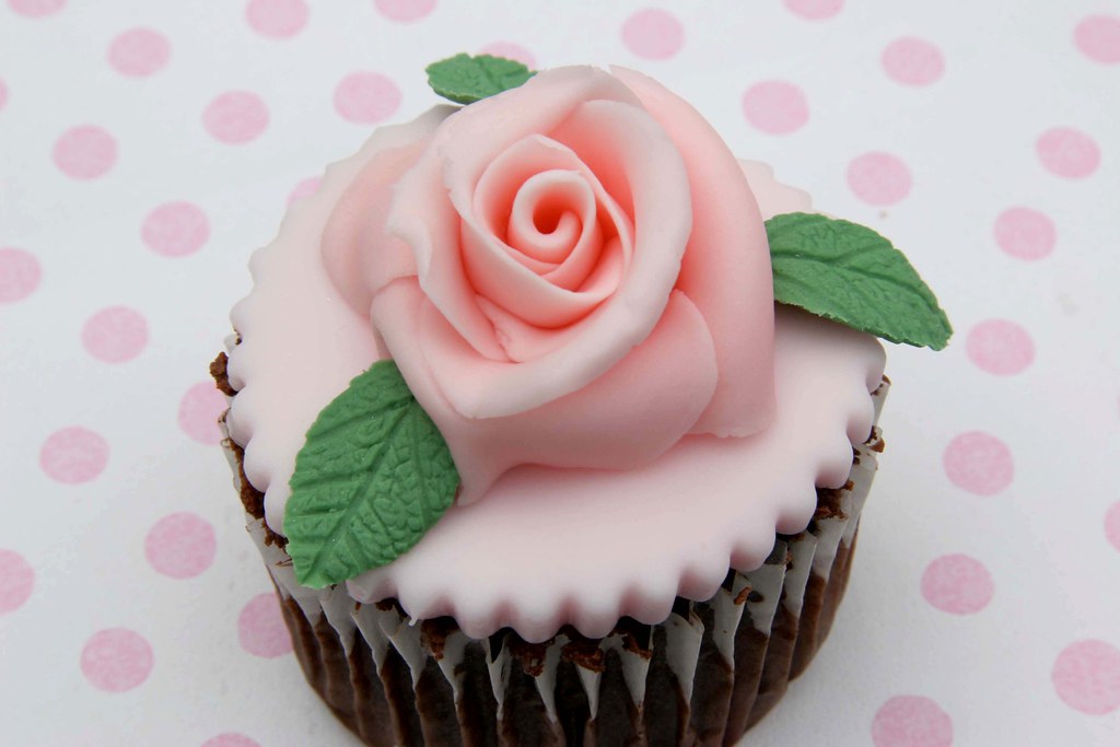 Pink rose cupcake
