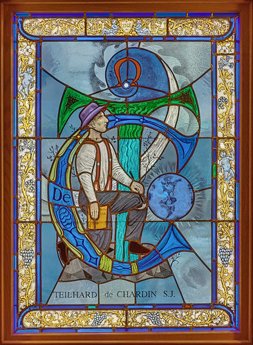 Pere Marquette Gallery of the Saint Louis University Museum of Art, in Saint Louis, Missouri, USA - stained glass window of Teilhard de Chardin