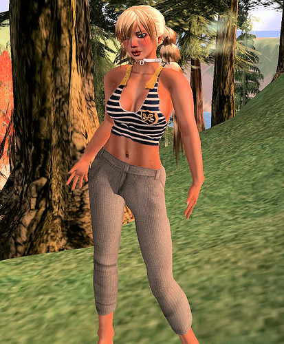 50L Friday Cropped Tank stripes and my wool pants beige