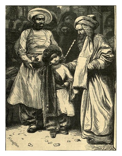 004-Agib y el eunuco con Hassan Bedreddin-A.B. Hougston-Dalziel's Illustrated Arabian nights' entertainments (1865)