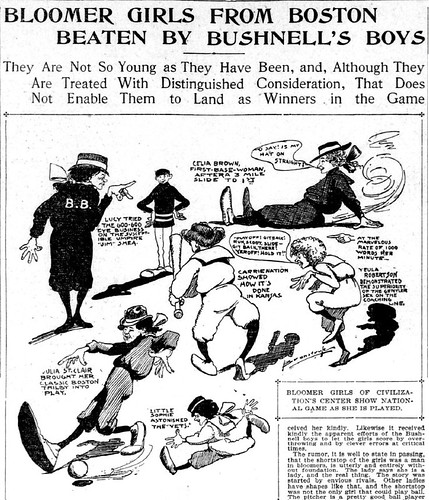A 1901 cartoon of the Bloomer Girls from the San Francisco Call.