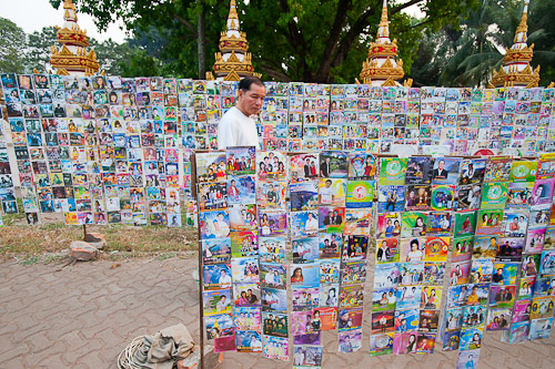 Selling CDs near Pha That Luang, Vientiane, Laos