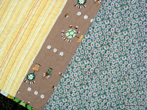 Flowers and Bees Quilt Backside Detail