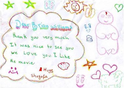 Brian Williams received individualized cards from each of the children in Kabul.