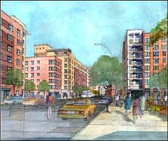 rendering of Melrose Commons revitalization, South Bronx (via MAP-iiSBE)