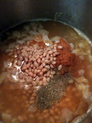 Making Tuscan Pumpkin Bean Soup