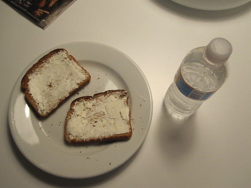 Toasts with cream cheese, orange water