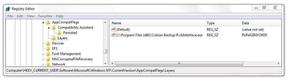 Cobian Backup and UAC