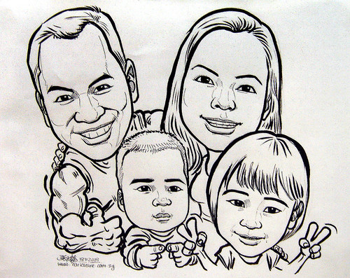 Family caricatures in ink 191109