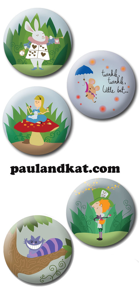 Paul and Kat---Wonderland Buttons!