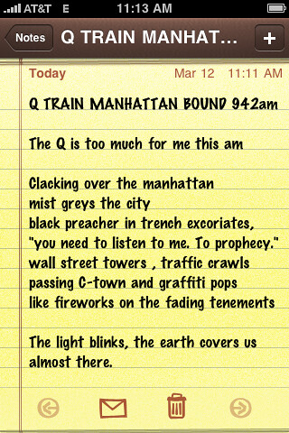 Q Train Manhattan poem