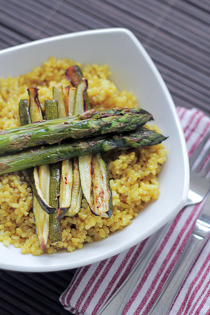 Asparagus and Courgettes Saffron Rice