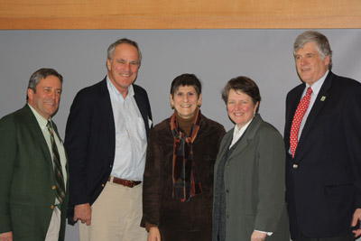 Working Lands Alliance’s Tenth Anniversary Conference, held at Yale University. (left to right): Connecticut State Conservationist (NRCS) Doug Zehner; MA/CT/RI Rural Development State Director Jay Healy; Congresswoman Rosa DeLauro, Chairwoman of the Agriculture-FDA Appropriations Subcommittee, Deputy Sec. Merrigan, and Connecticut Ag Commissioner F. Philip Prelli. 