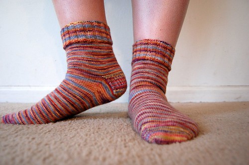 Marbles socks, modeled