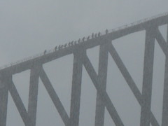 the Bridge walk in a storm