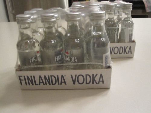24 miniature bottles of vodka - free
