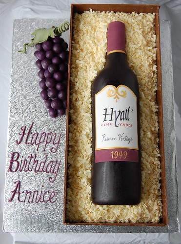Wine bottle Birthday Cake - top view