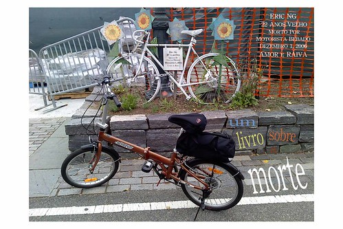 ghost bike and folding bike in NYC