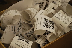 Close-up of the receipts spooling out