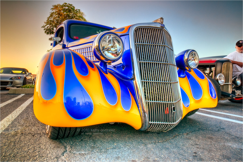 fiery 1935 ford coupe