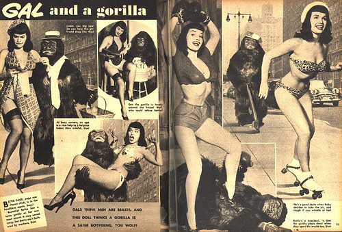 GAL AND GORILLA - Betty Page and ape