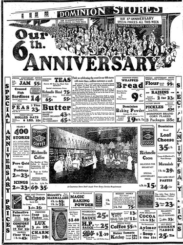 Vintage Ad #1,089: Dominion's 6th Anniversary Sale, 1925