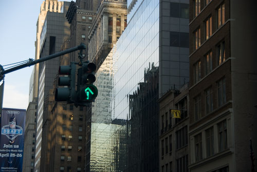 Green arrow traffic signal in NYC