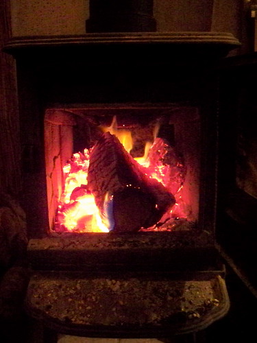 Fire in the wood stove