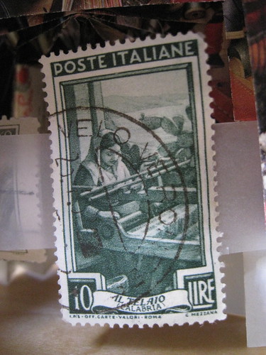 close-up of Italian stamp