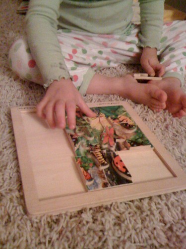 Minnow working her bug puzzle