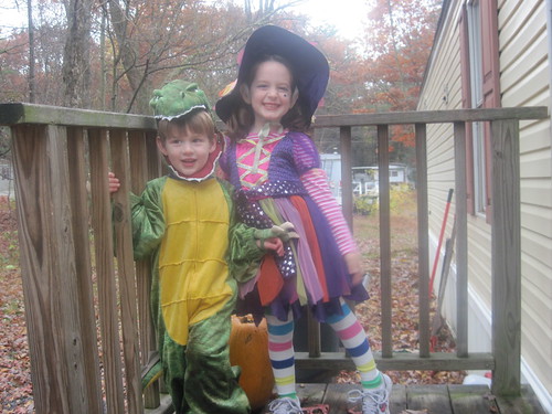 My Dinosaur and witch for 2009 Halloween