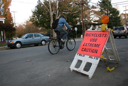 Bicyclists use extreme caution
