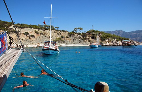 swimming in the deep blue mediterranean, kalkan boat trip