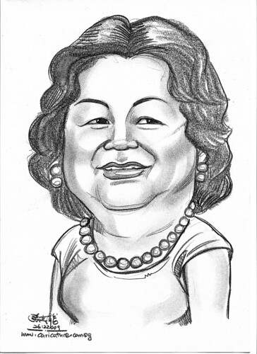 lady caricature in pencil