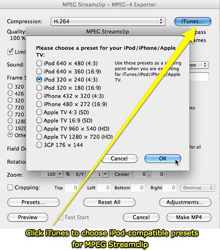 MPEG Streamclip - Click iTunes