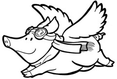 Drawing of a flying pig