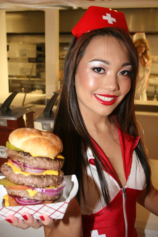 paula deen heart attack burger. 2010 (heart attack grill NURSE