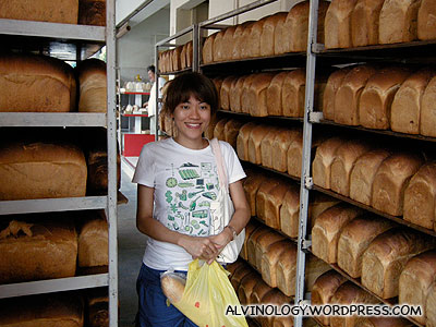 Rachel hiding between the breads