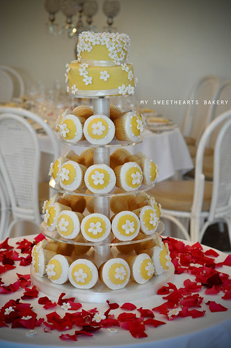 Wedding Cake, cupcakes and cookies